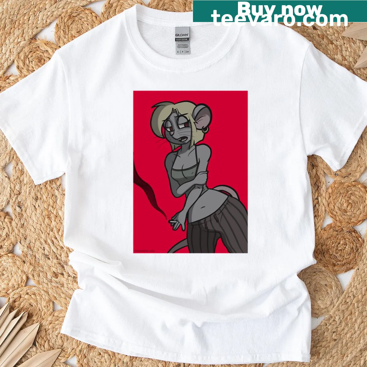 Pajama Mouse T-shirt with a cute mouse design — on a men's t-shirt