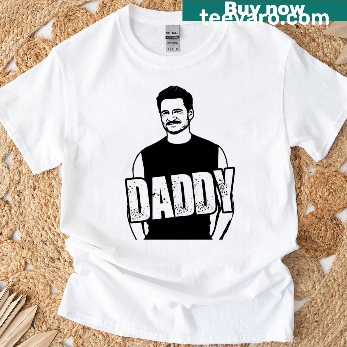 Oversized T-shirt celebrating Pedro Pascal's charm — on a men's t-shirt