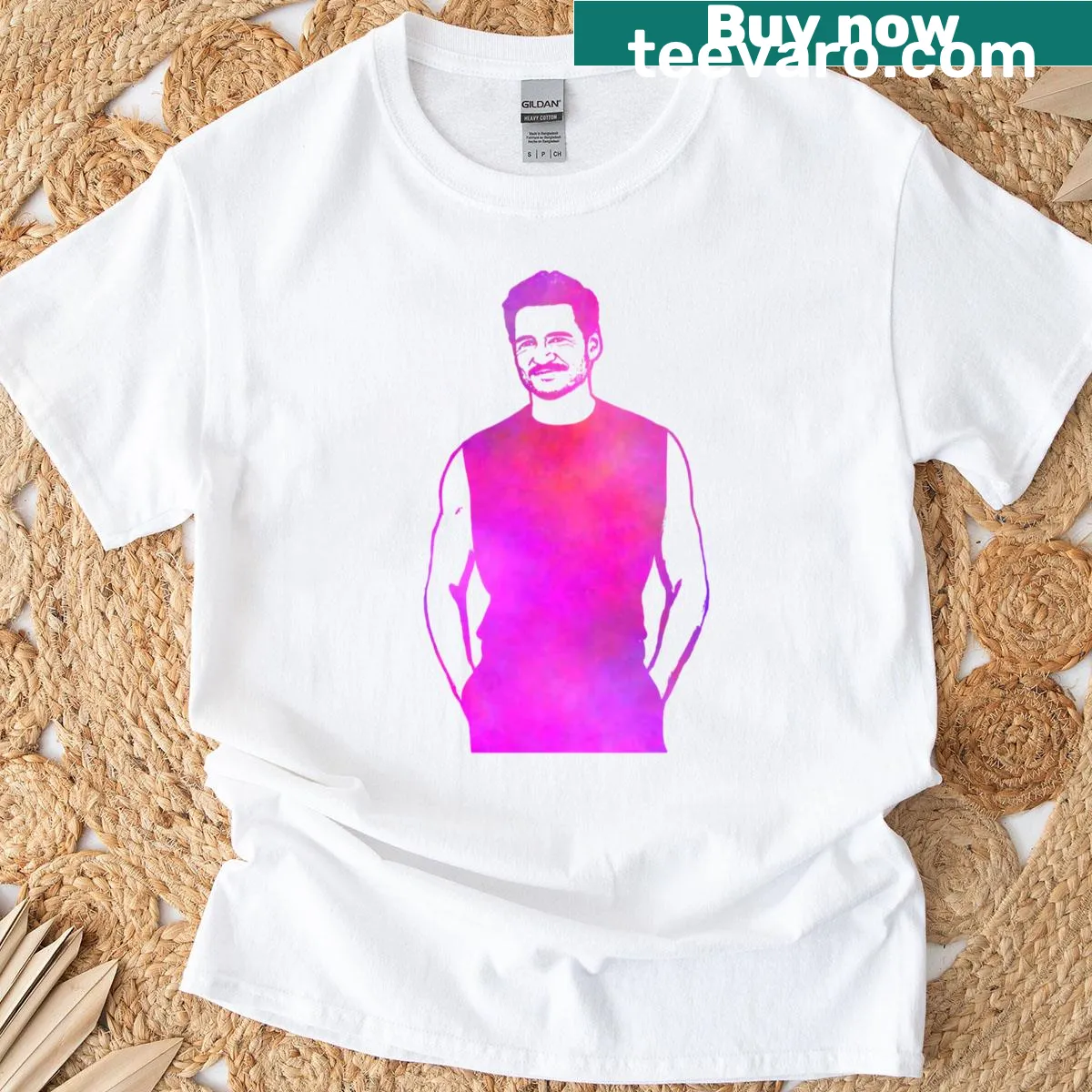 Oversized t-shirt featuring Pedro Pascal design. — on a men's t-shirt
