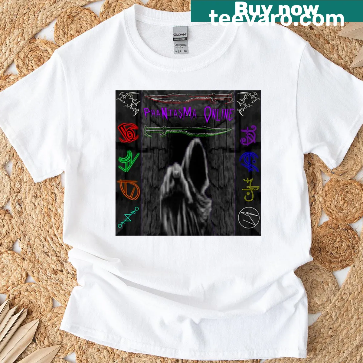 Oversized T-shirt inspired by Phantasma Online graphic — on a men's t-shirt