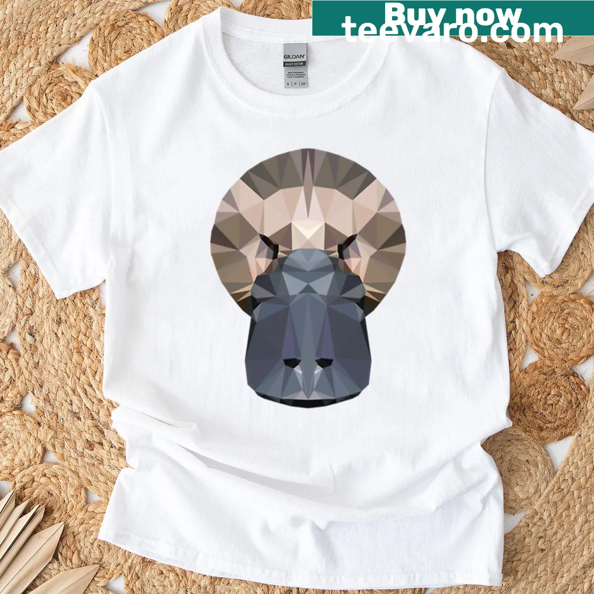 Illustration of a polygonal platypus on a T-shirt — on a men's t-shirt
