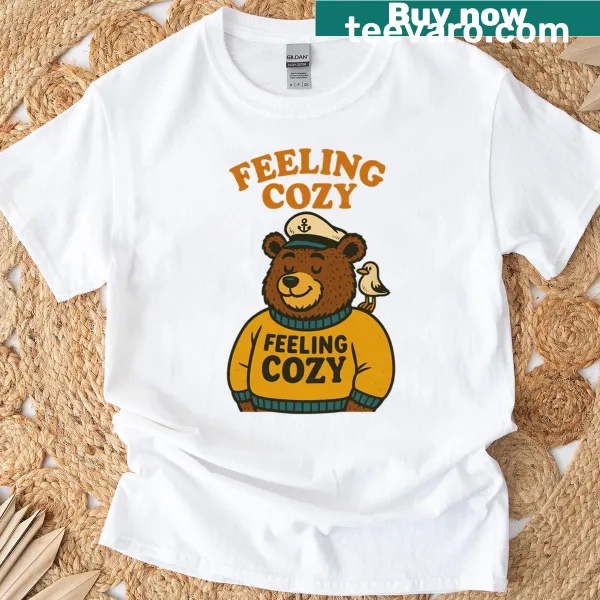 Gentle bear illustration on a relaxed T-shirt