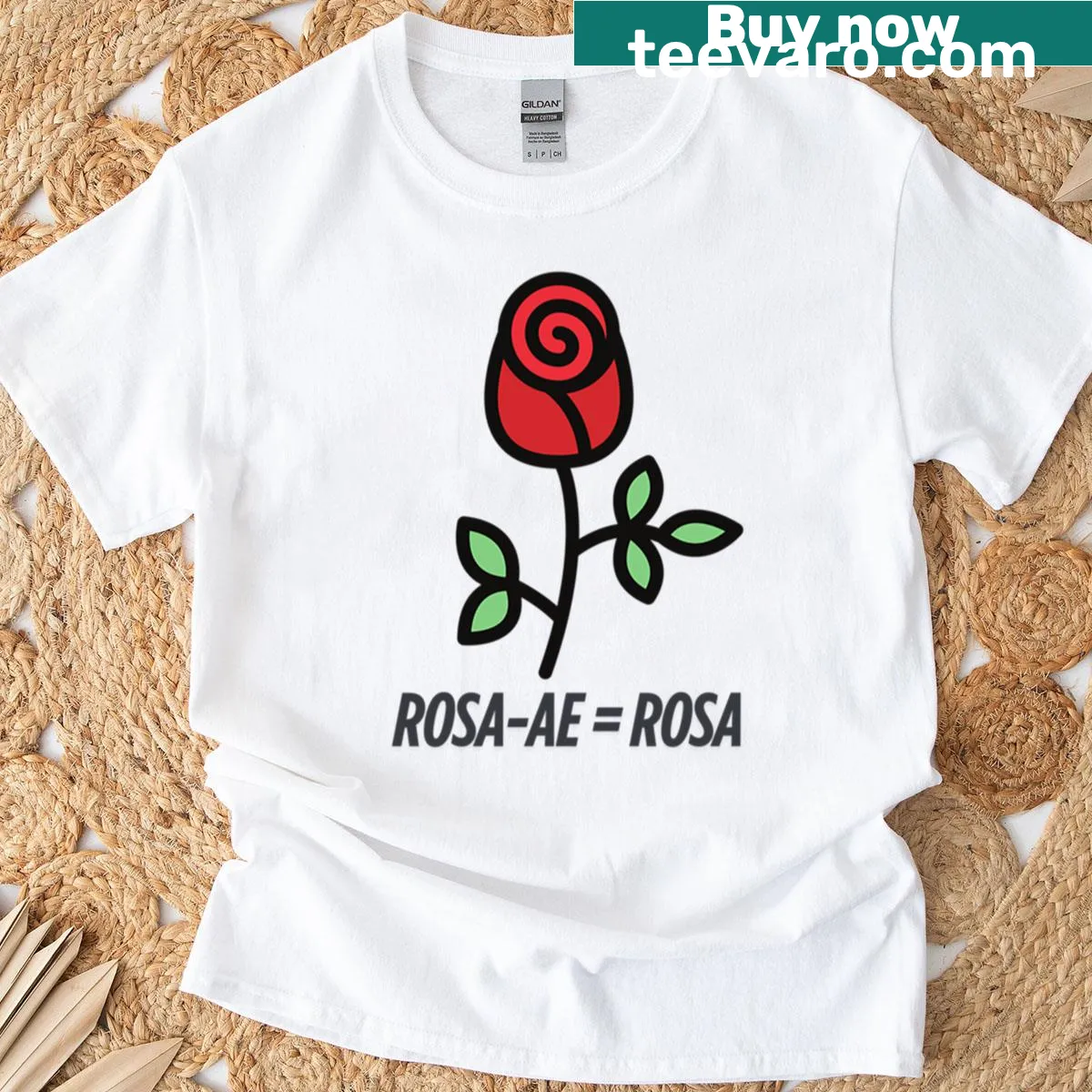 Minimalist rose design with Latin declination on a T-shirt — on a men's t-shirt