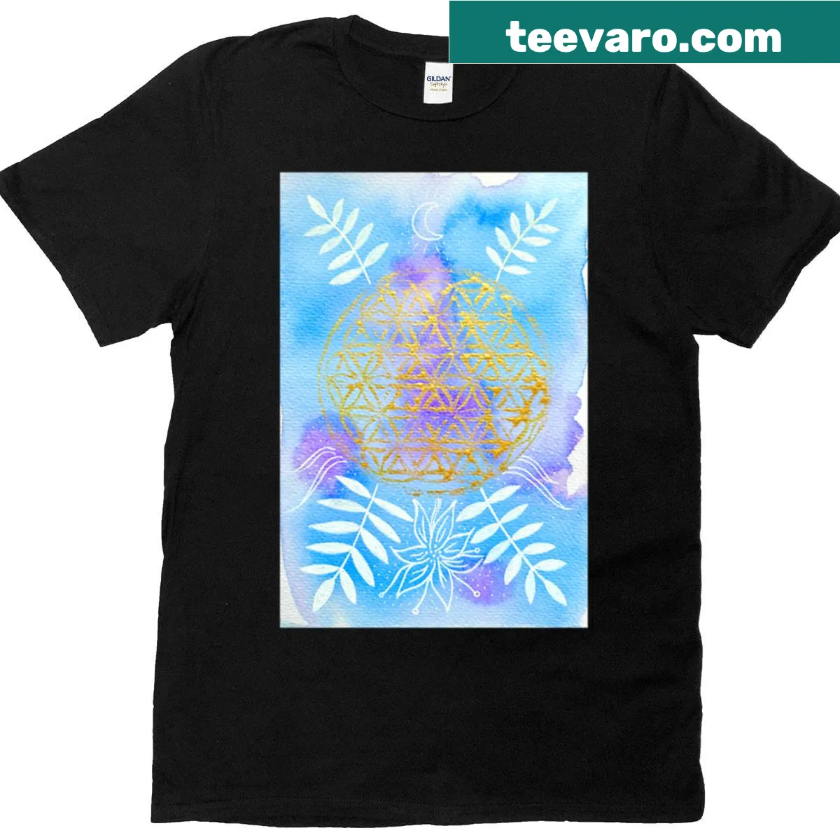 Sacred geometry watercolor painting t-shirt — on a men's t-shirt