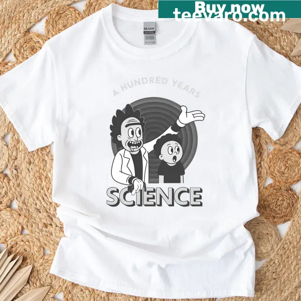 Typographic t-shirt highlighting a century of scientific progress.