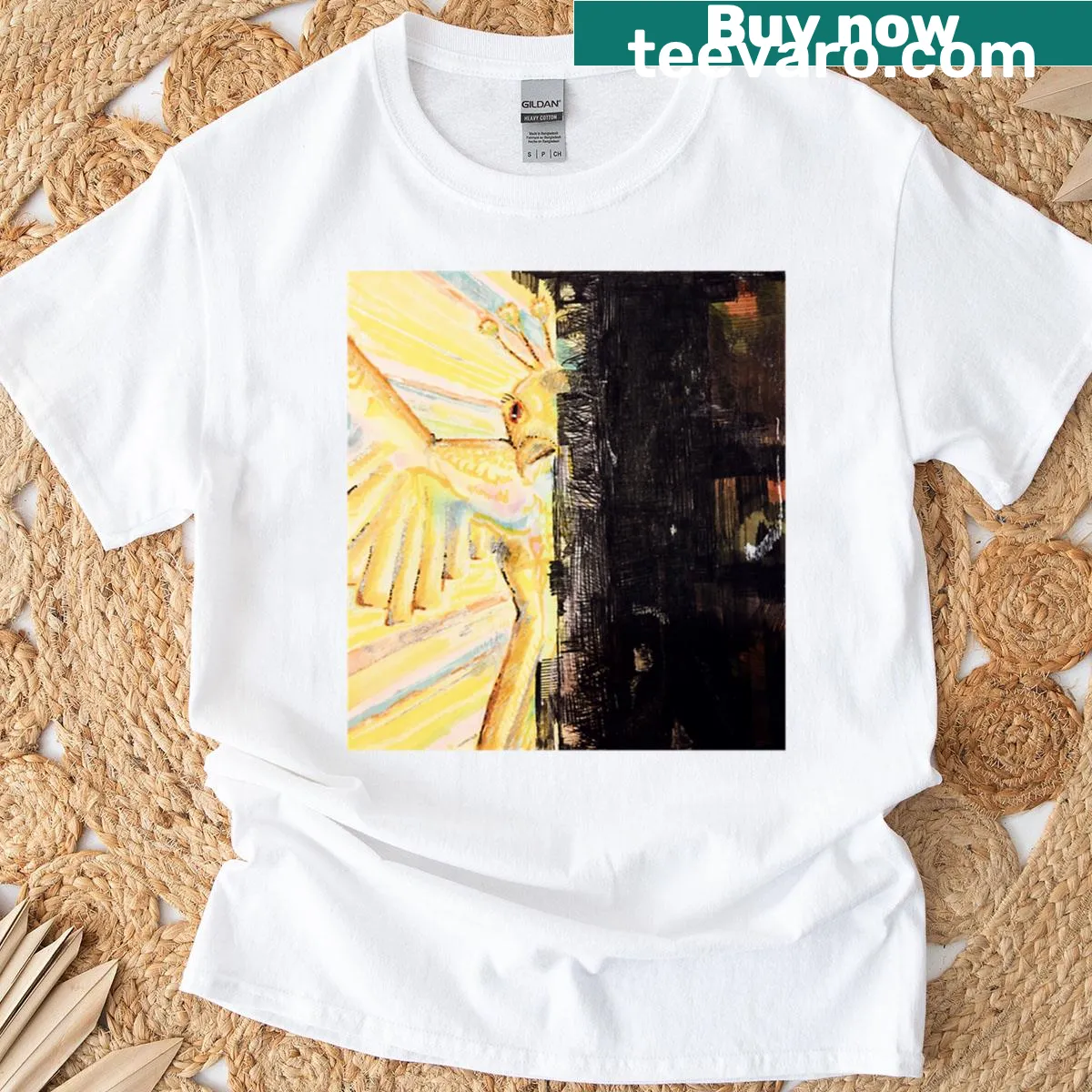 Illustration of a sunbird on a T-shirt celebrating nature — on a men's t-shirt