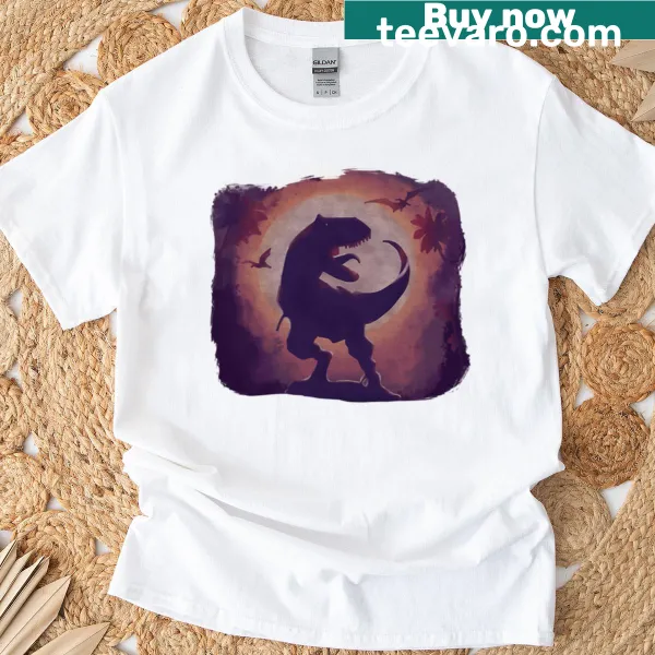 Oversized T-shirt with whimsical dinosaur illustration and retro design