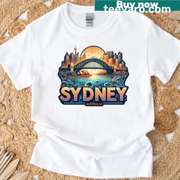 T-shirt featuring Sydney Australia skyline and typography