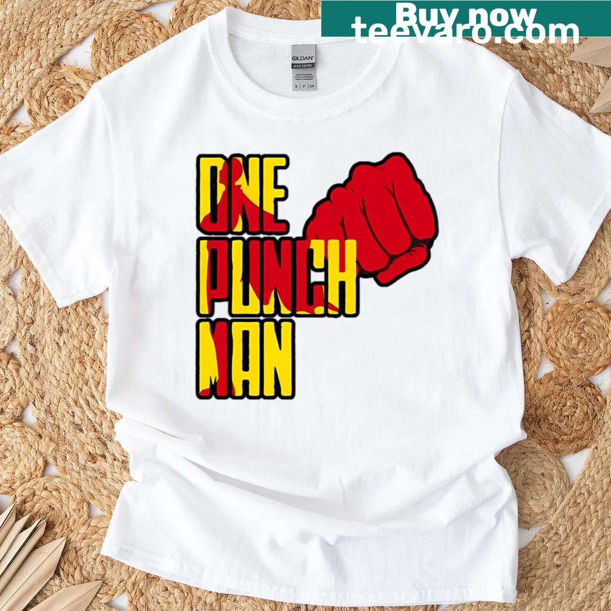 T-shirt featuring the phrase 'The Power Of One Punch' in bold typography — on a men's t-shirt