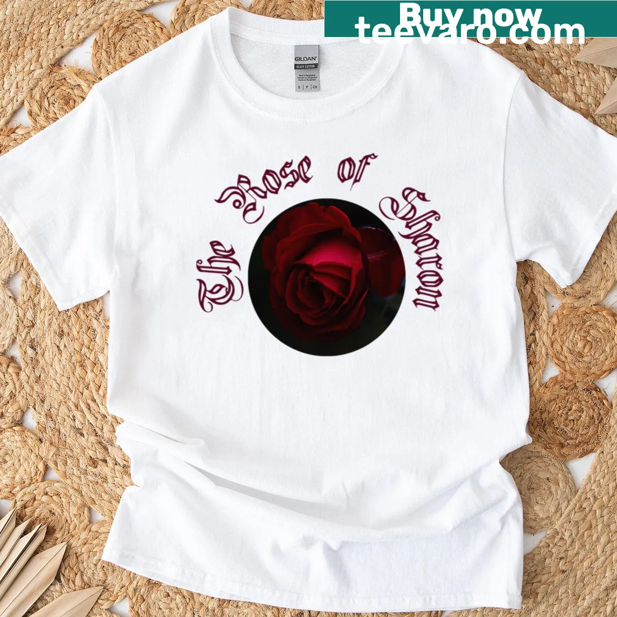 Oversized T-shirt with intricate illustration of Rose of Sharon flower — on a men's t-shirt