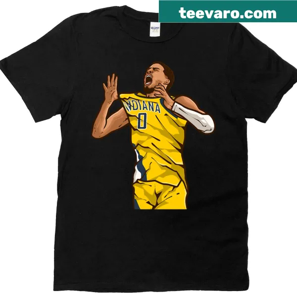 Cartoon T-shirt celebrating Tyrese Haliburton's achievements