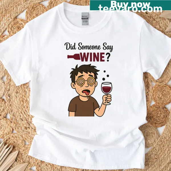 Oversized T-shirt with the humorous phrase 'Wasted Wine' in bold typography.