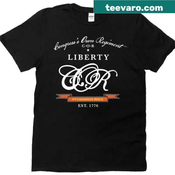 T-shirt featuring the emblem of the 1st Canadian Regiment Cor 1776