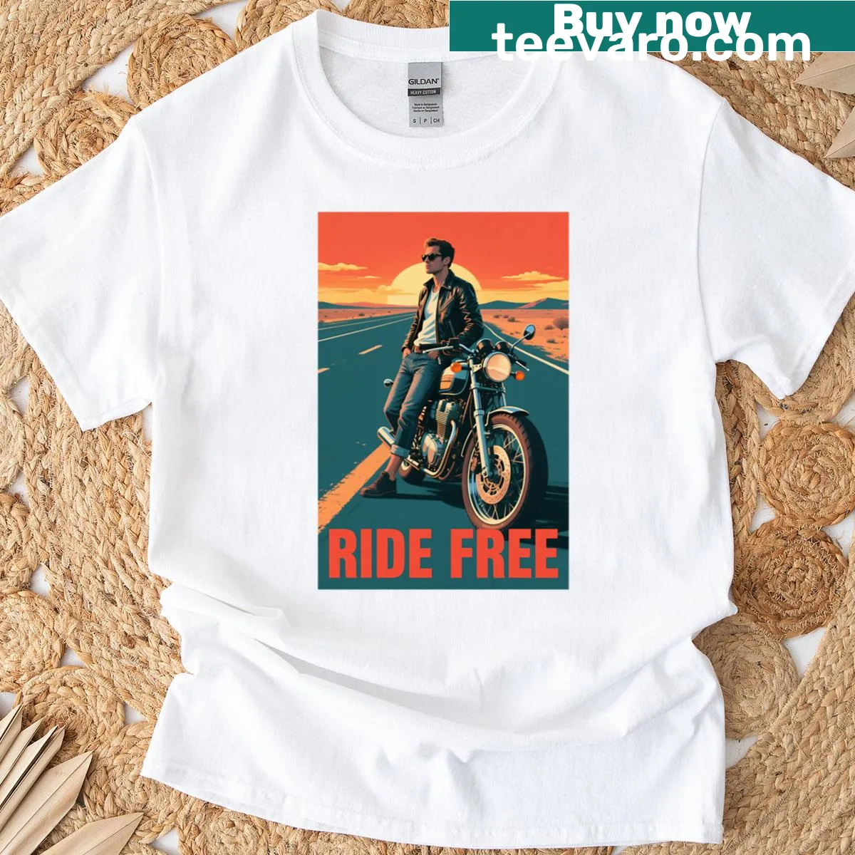Vintage biker art t-shirt inspired by the 1950s — on a men's t-shirt