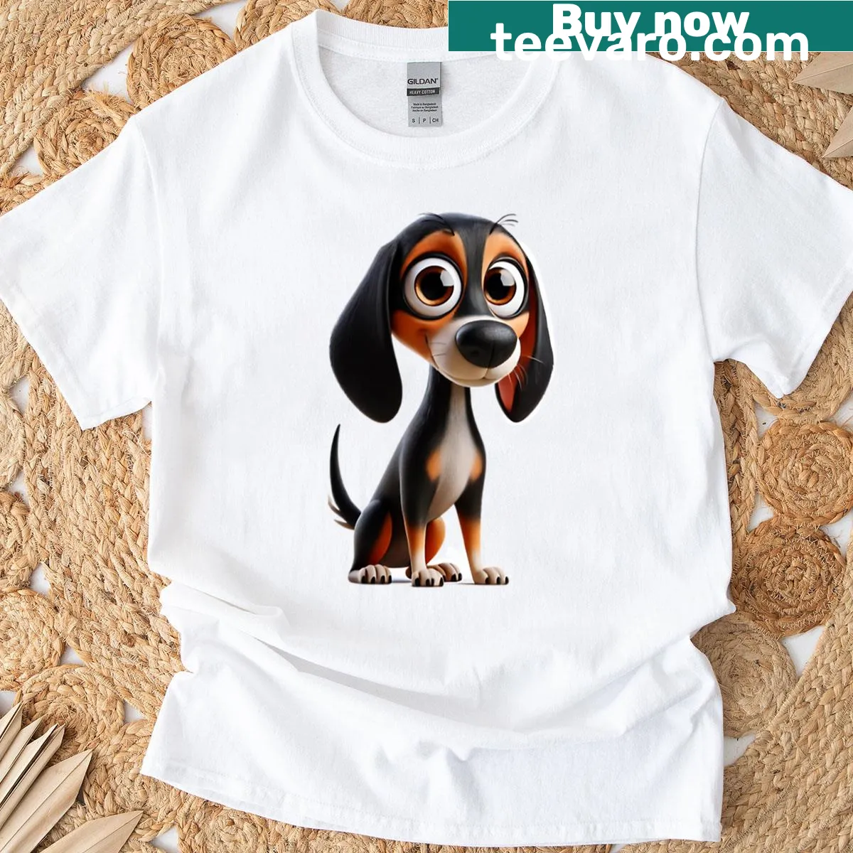 Illustration of a Black and Tan Coonhound on a t-shirt — on a men's t-shirt