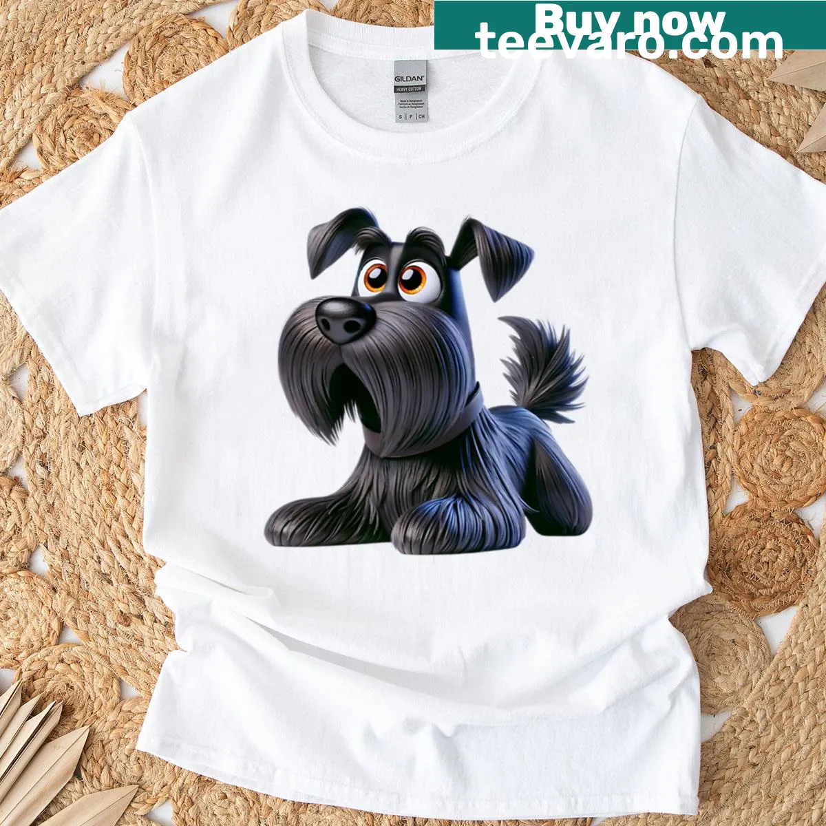Cute illustration of a Black Russian Terrier on a t-shirt — on a men's t-shirt