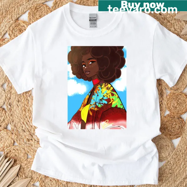 Playful afro design on a t-shirt