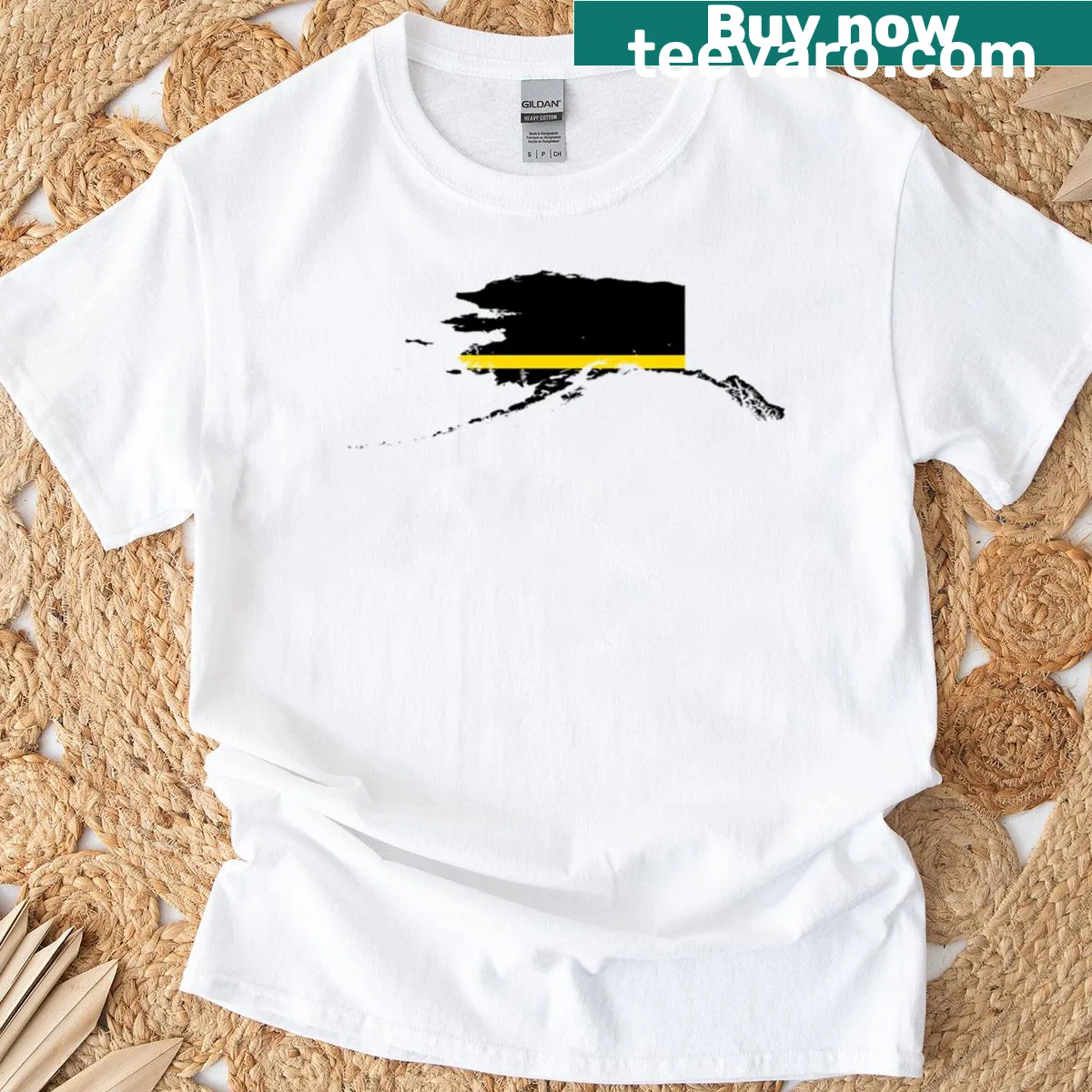 Alaska Thin Gold Line T-shirt featuring a bold graphic — on a men's t-shirt