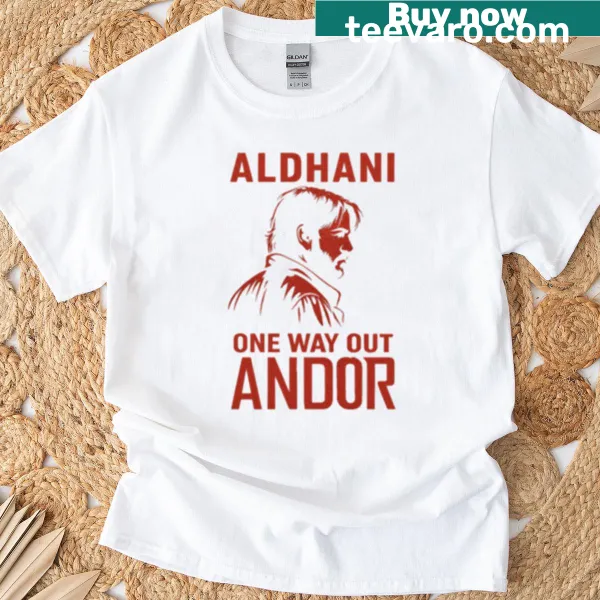 Minimalist T-shirt featuring a stylized Aldhani landscape graphic