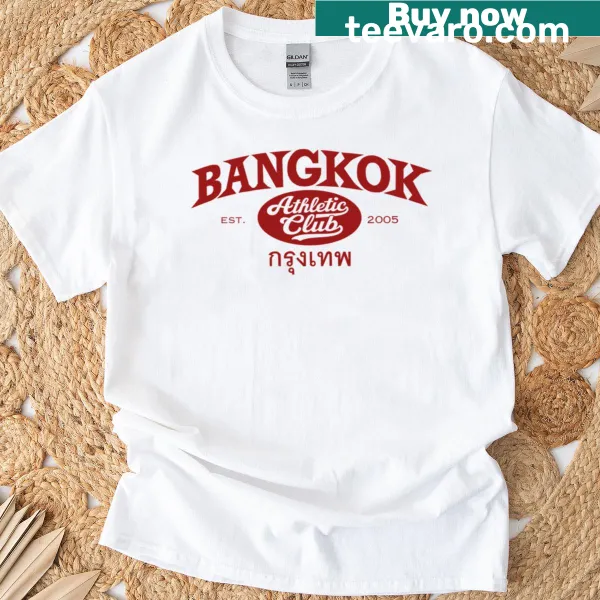 Bold Bangkok athletic lettering on a T-shirt