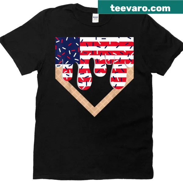 Illustration of a boy with ice cream and American flag on a T-shirt
