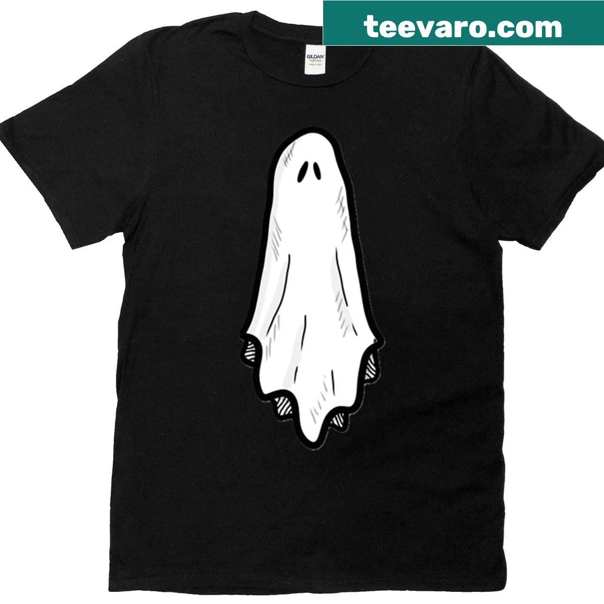 T-shirt featuring a whimsical illustration of Benson the Ghost — on a men's t-shirt