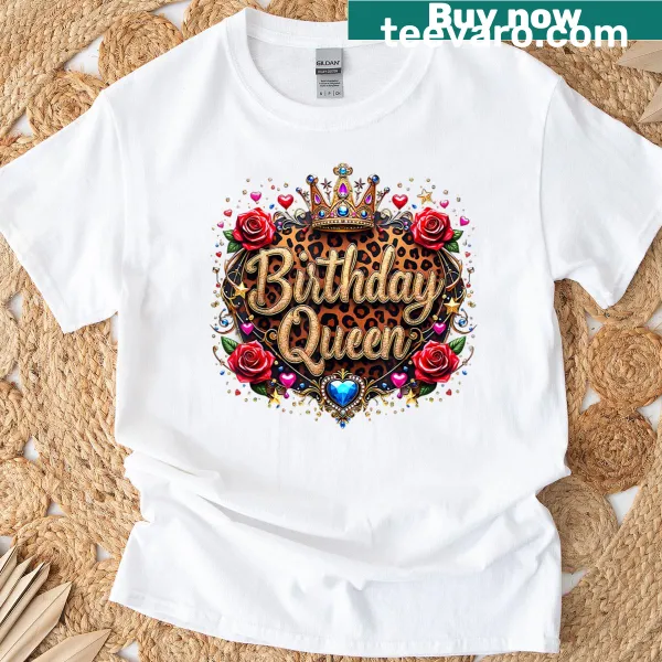 T-shirt with a crown and 'Birthday Queen' graphic