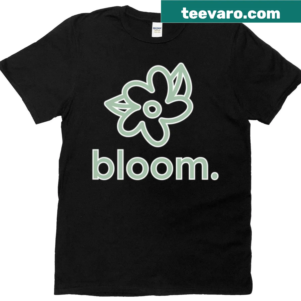 Minimal flower line art T-shirt promoting calm living — on a men's t-shirt