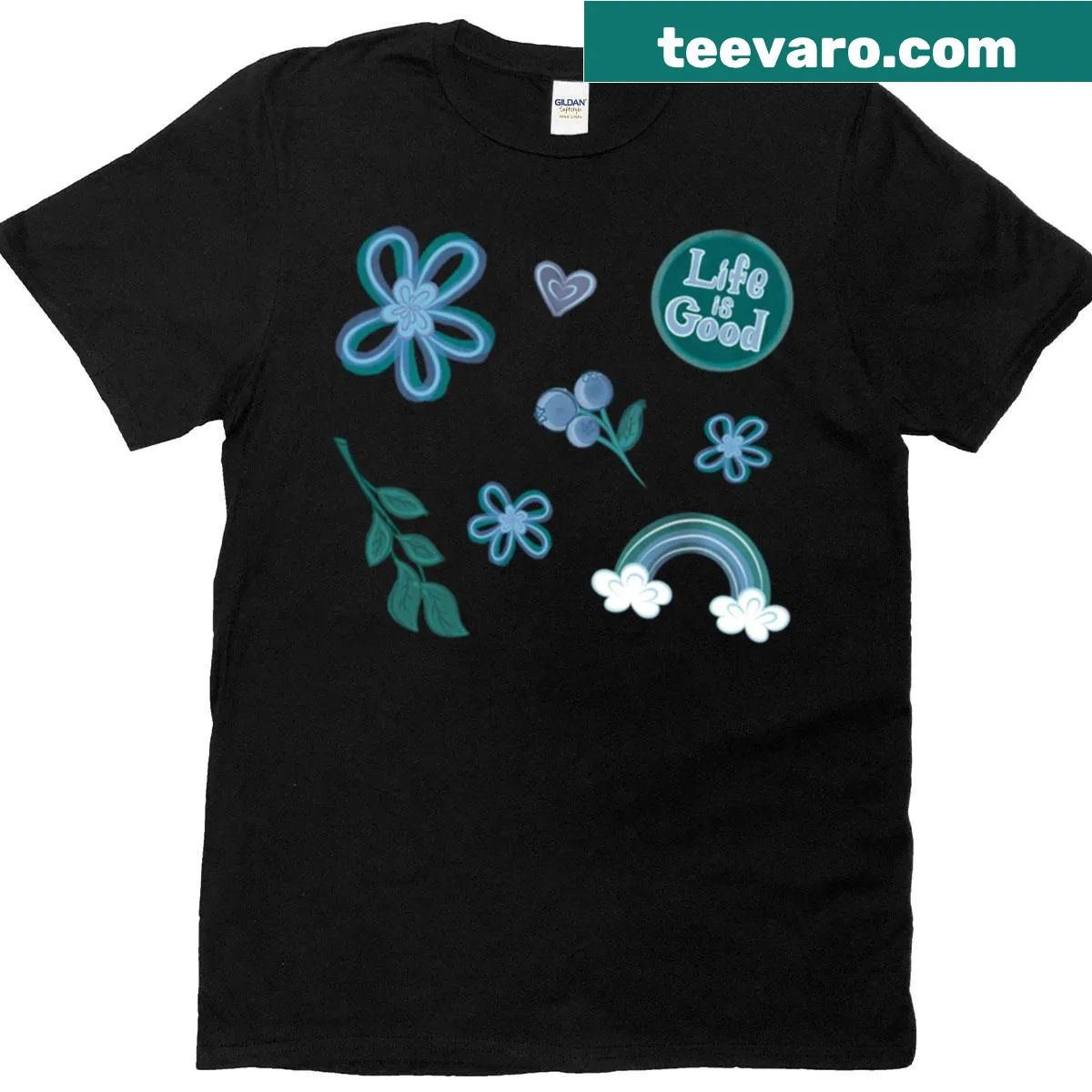 Playful blueberry-themed text graphic on t-shirt — on a men's t-shirt