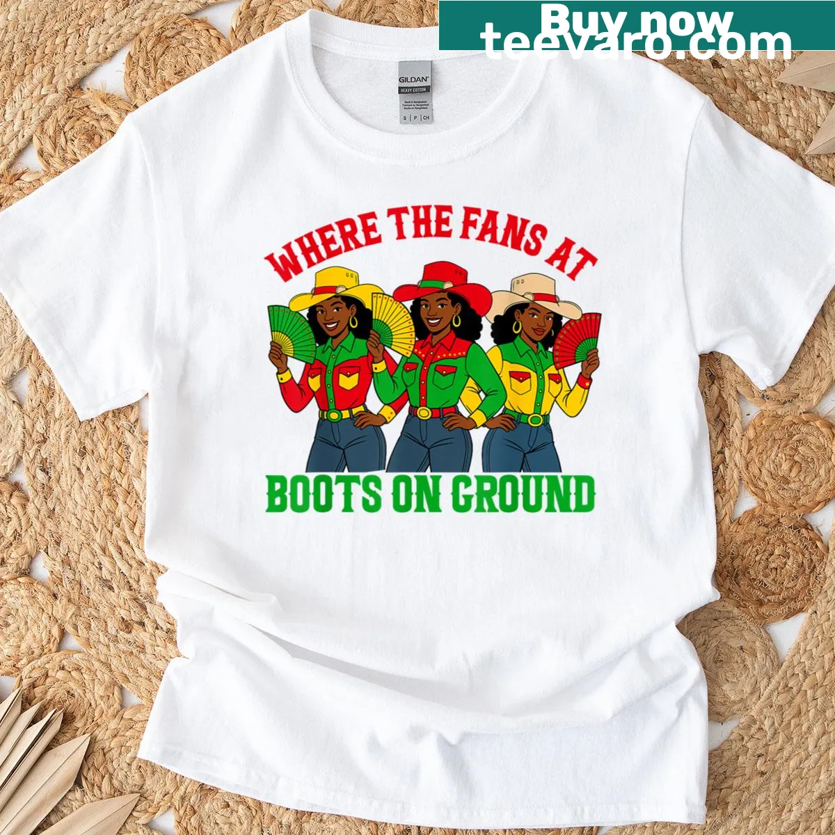 Juneteenth T-shirt with vintage style and 'Boots On The Ground' text — on a men's t-shirt
