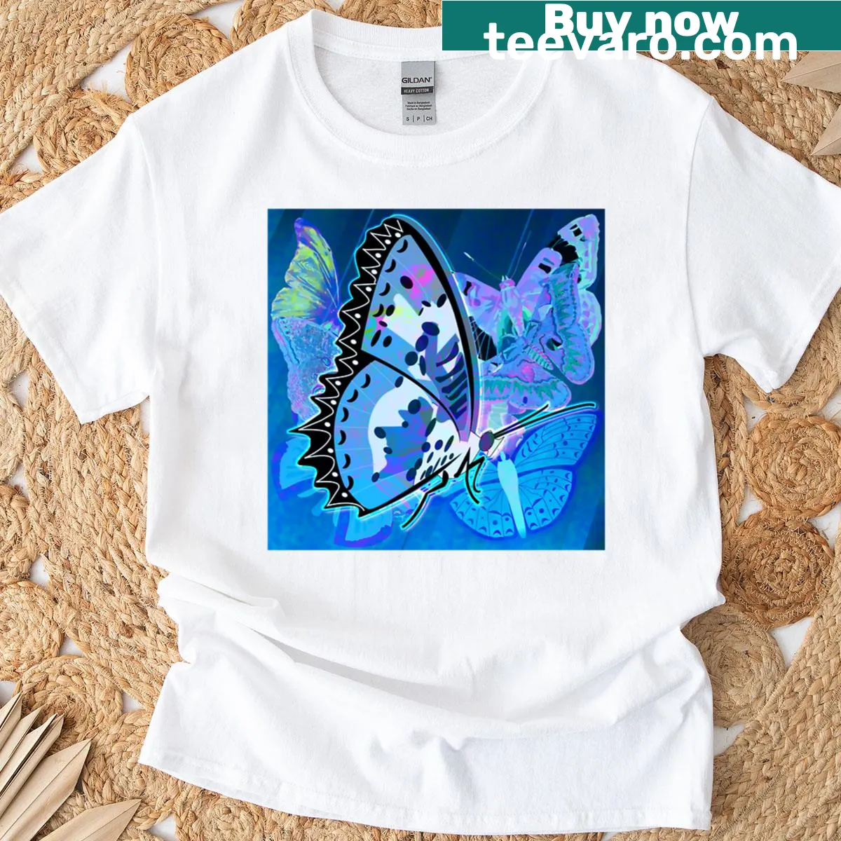 Illustration of a butterfly and moth on a T-shirt — on a men's t-shirt