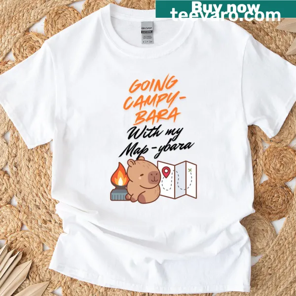 Oversized T-shirt with a playful camping capybara illustration