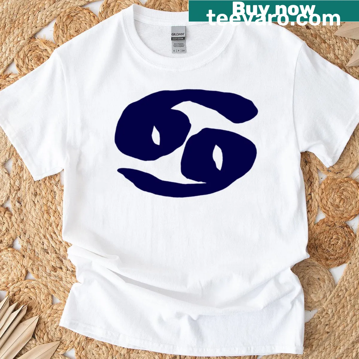 Hand-lettered Cancer symbol on a t-shirt — on a men's t-shirt