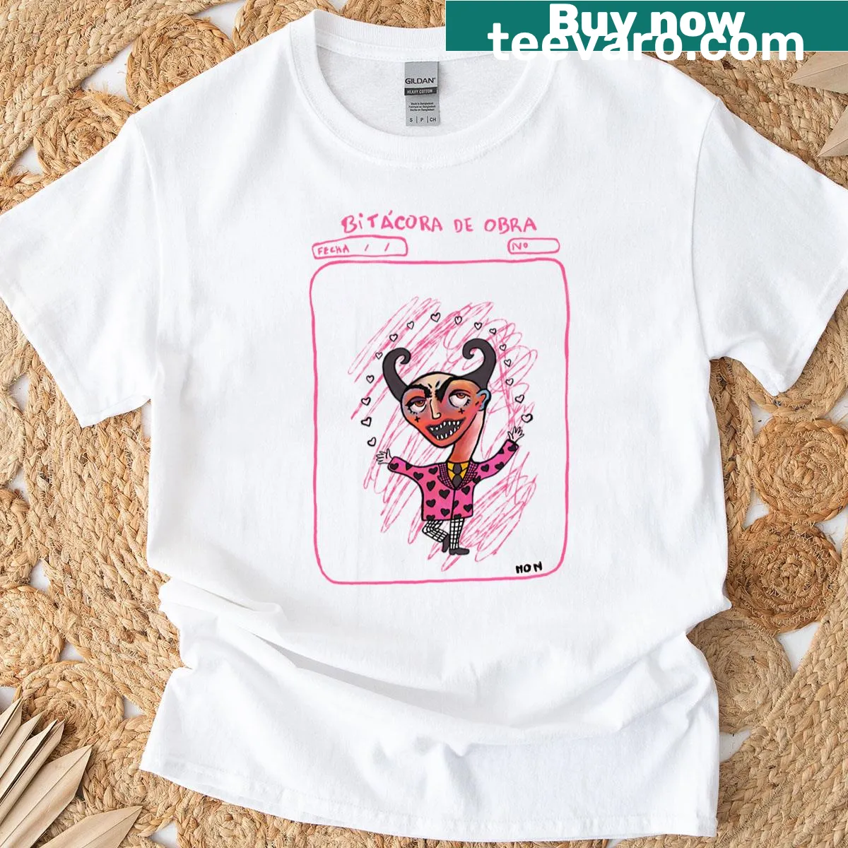 Artful t-shirt featuring construction log design by Mon Laferte X Crisch — on a men's t-shirt