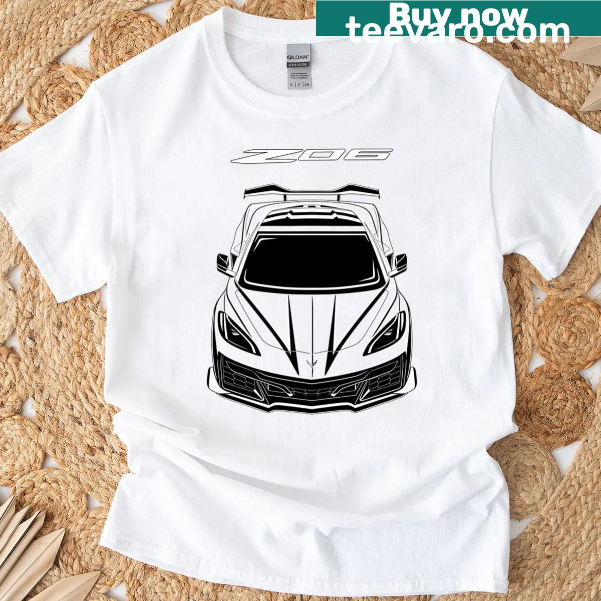 Emblem of the Corvette C8 Z06 2023-2024 on a t-shirt — on a men's t-shirt