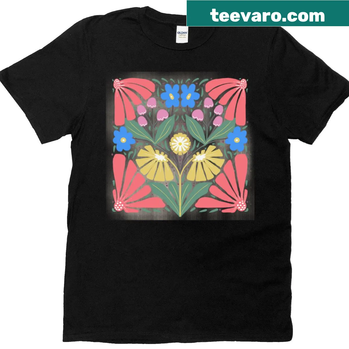 Oversized t-shirt with floral cottage garden graphic — on a men's t-shirt