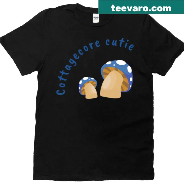 Oversized t-shirt with an illustration of cute mushrooms in a cottagecore style