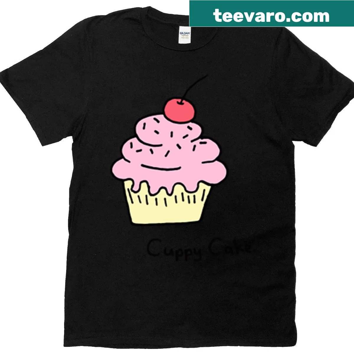 Cute T-shirt with a charming cupcake illustration — on a men's t-shirt
