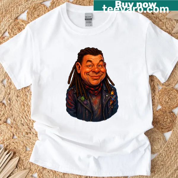 T-shirt featuring a cartoon graphic of Dave Lister from sci-fi series
