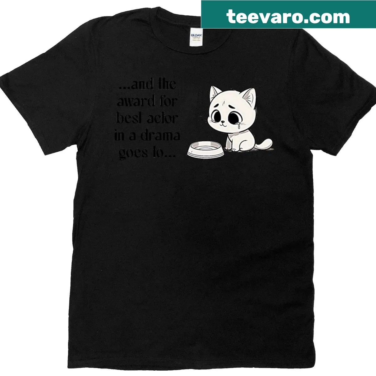 T-shirt with humorous 'Drama' text — on a men's t-shirt