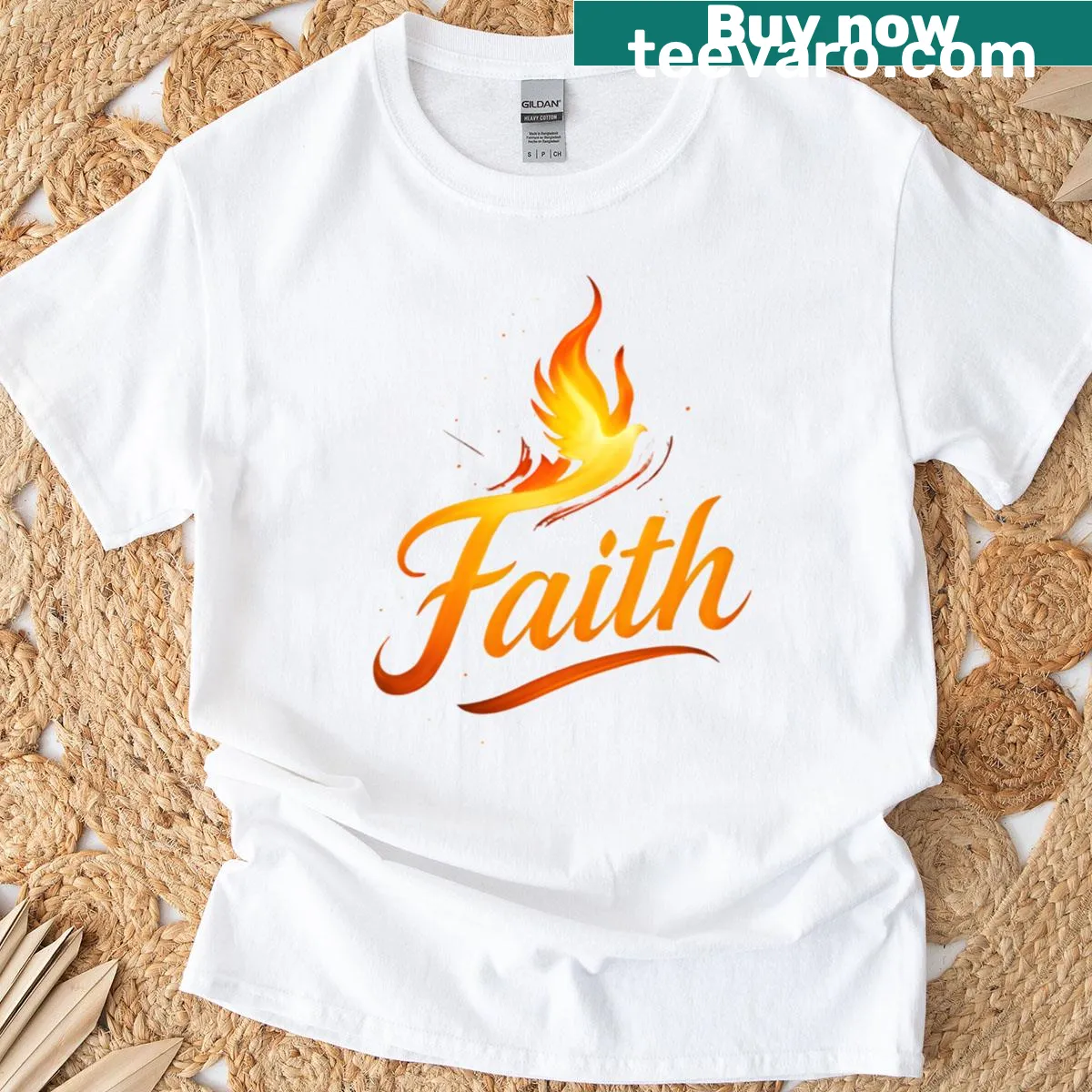 Inspirational typographic design featuring the word Faith on a T-shirt — on a men's t-shirt