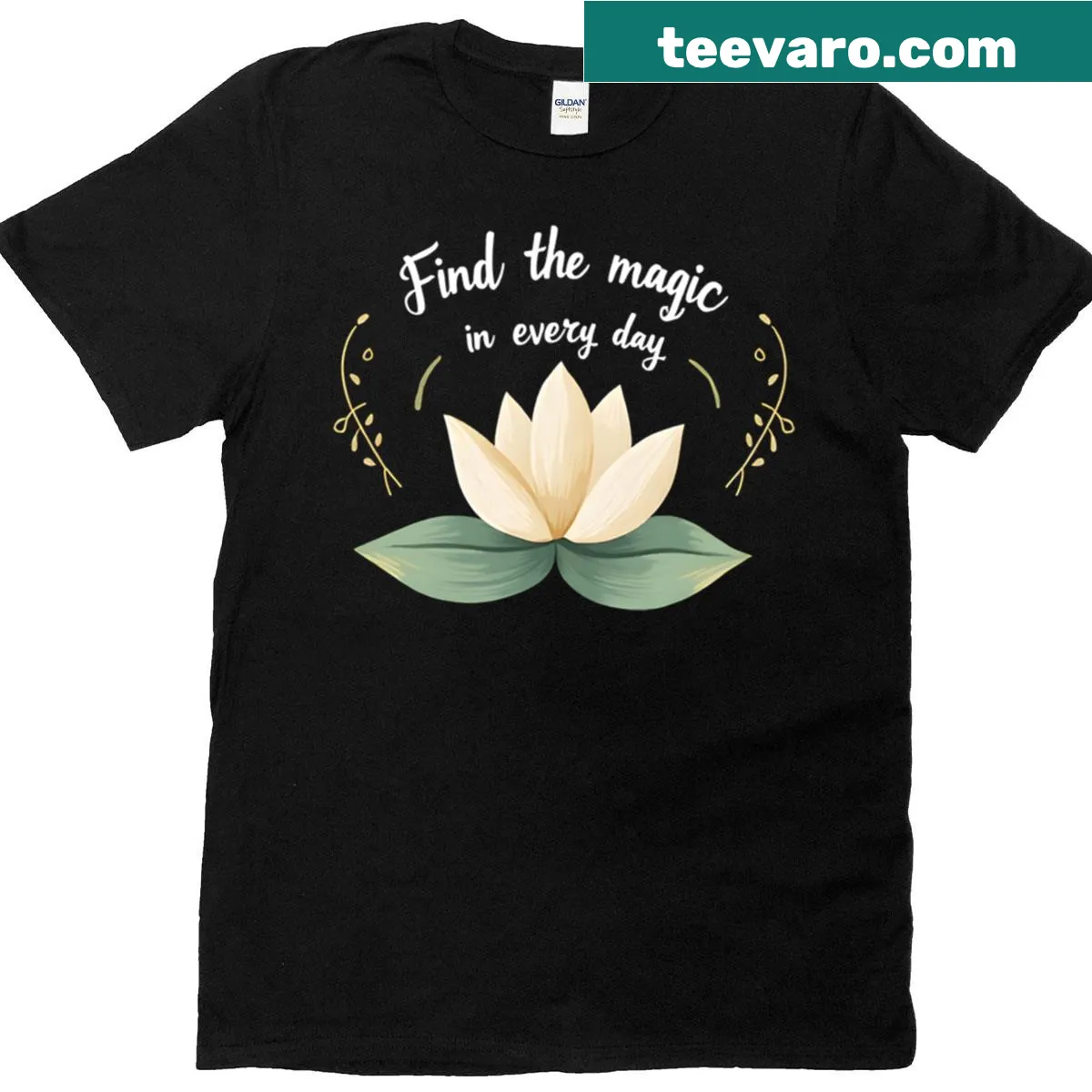 Oversized T-shirt with inspirational text about finding magic — on a men's t-shirt