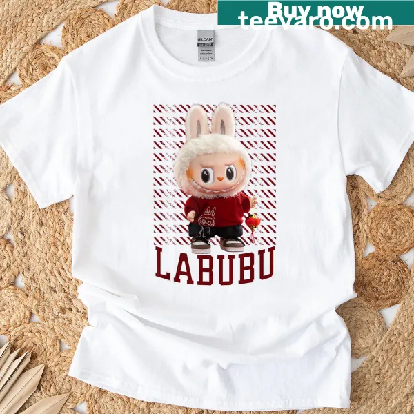 Cute cartoon design of Labubu the monster on a T-shirt