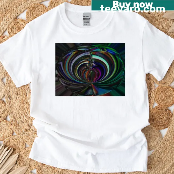 Futuristic abstract graphic with textured patterns on an oversized t-shirt