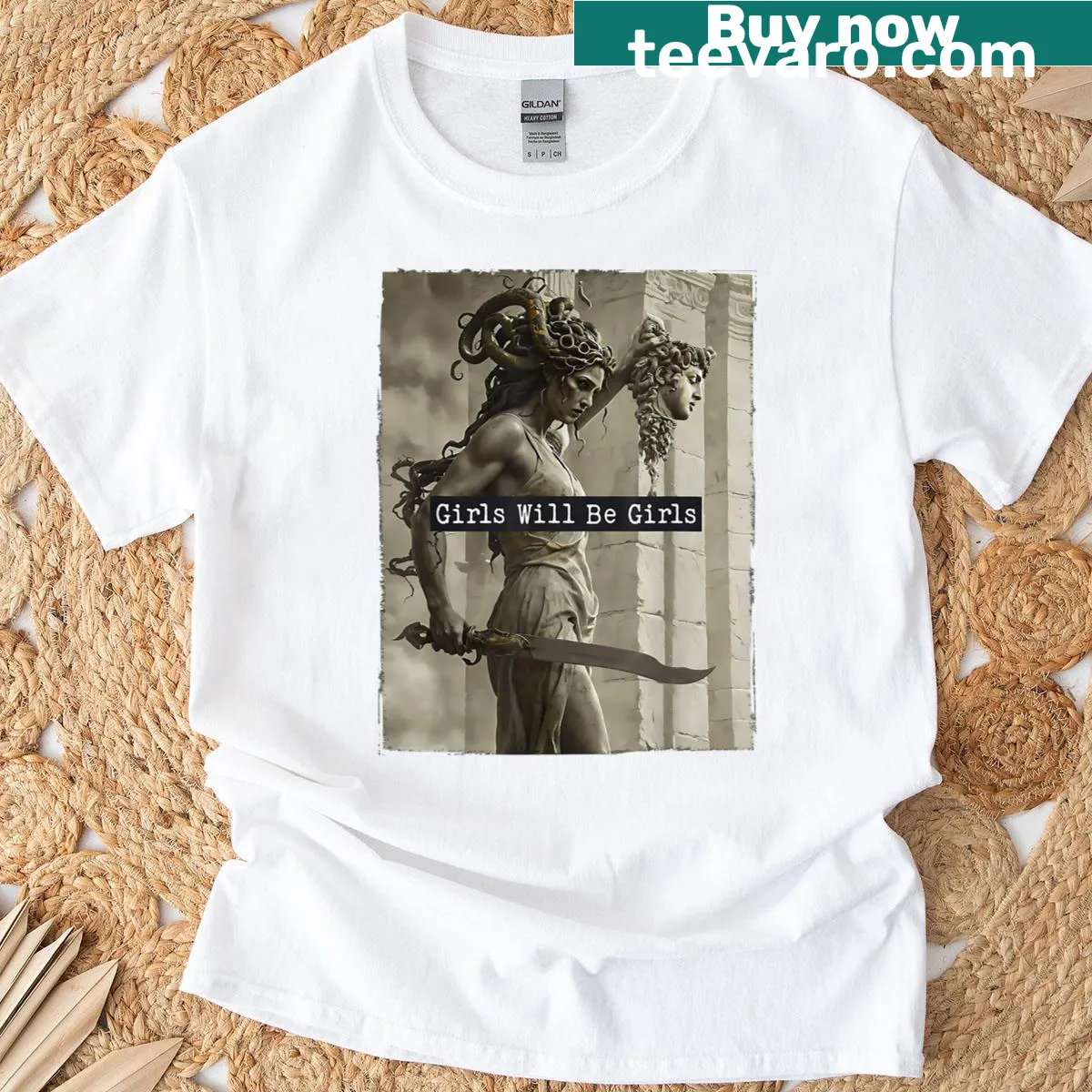 Feminist Medusa design on a t-shirt celebrating women empowerment. — on a men's t-shirt