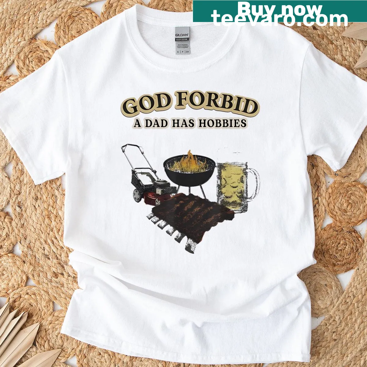 Funny dad T-shirt with a humorous quote about hobbies. — on a men's t-shirt