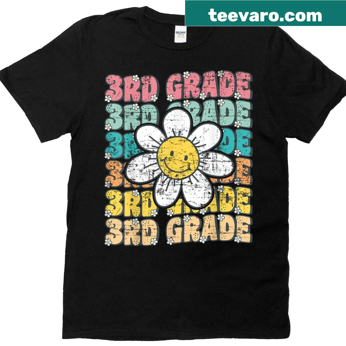 Fun T-shirt for kids starting third grade with groovy design — on a men's t-shirt
