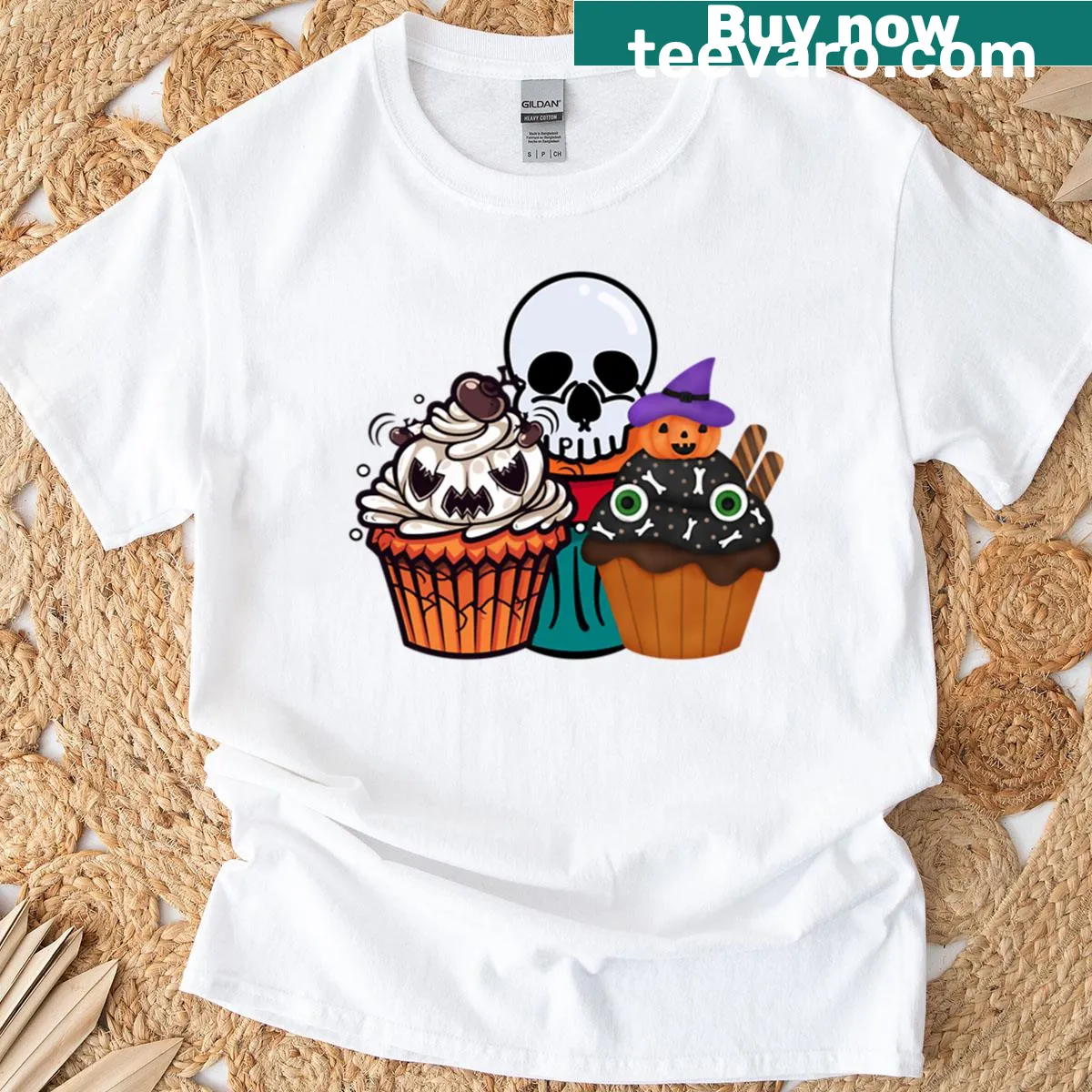 Oversized Halloween T-shirt with playful spooky graphics — on a men's t-shirt