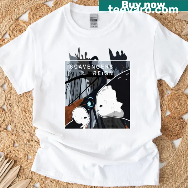 Sci-fi themed t-shirt with a detailed illustration of scavengers in action