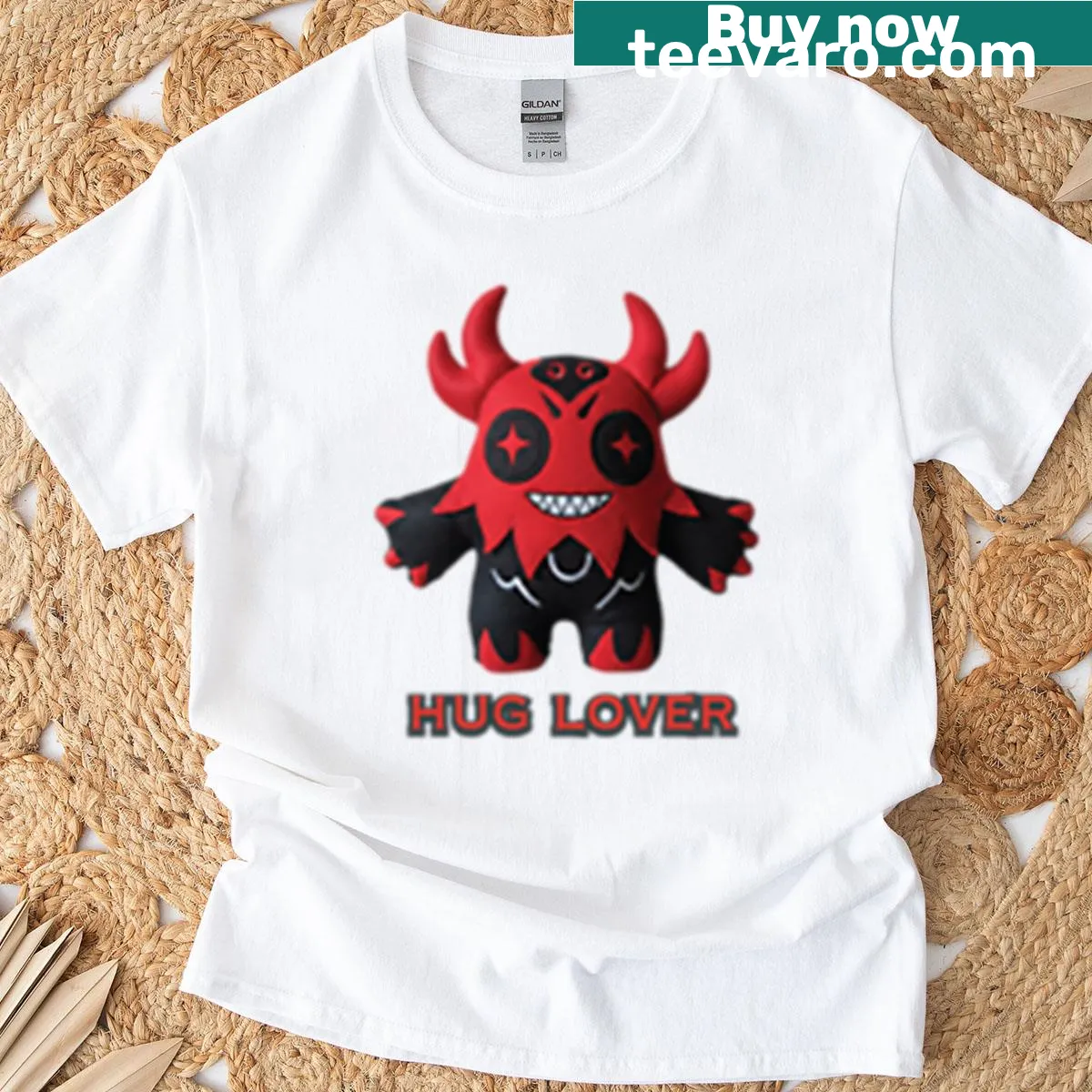 Cute cartoon demon plush toy graphic on a t-shirt — on a men's t-shirt